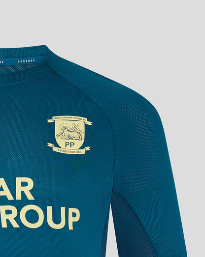 Teal blue Preston North End training jersey with crest and PAR GROUP sponsor logo on the chest