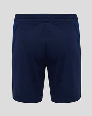 Back view of navy Mansfield training shorts showing elastic waistband and a clean design.