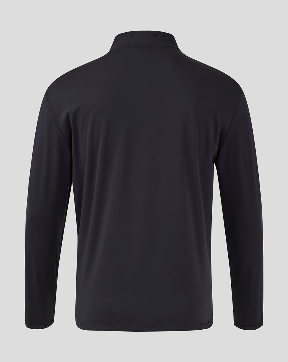 Back view of black Mk Dons Men's 24/25 Travel Jacket