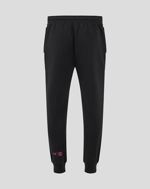 Back view of black Mk Dons travel pant with an elastic waistband