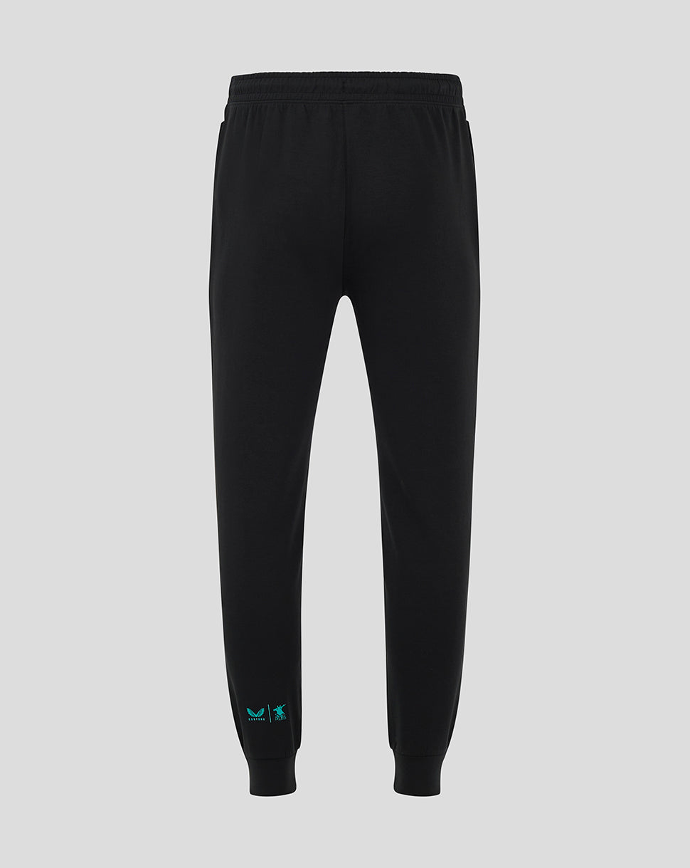Mansfield Men's 24/25 Travel Pants in black with teal logo near the ankle