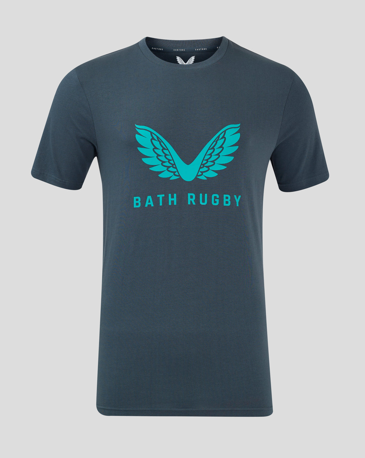 Dark slate Bath Rugby T-shirt with turquoise wing logo on the chest