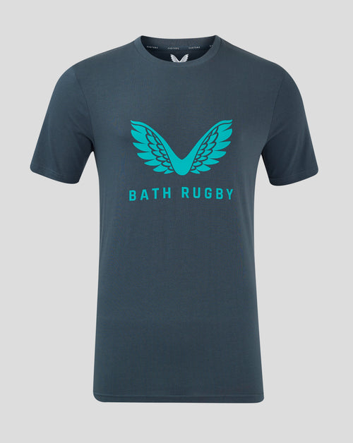 Dark slate Bath Rugby T-shirt with turquoise wing logo on the chest