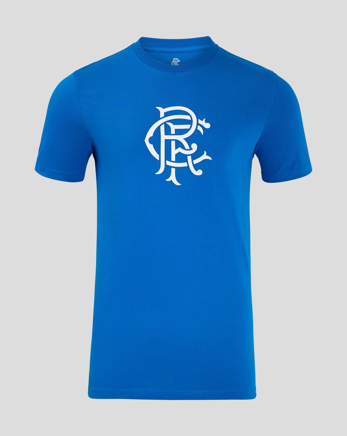 Blue Rangers FC Core Crest T shirt with a white crest centered on the chest