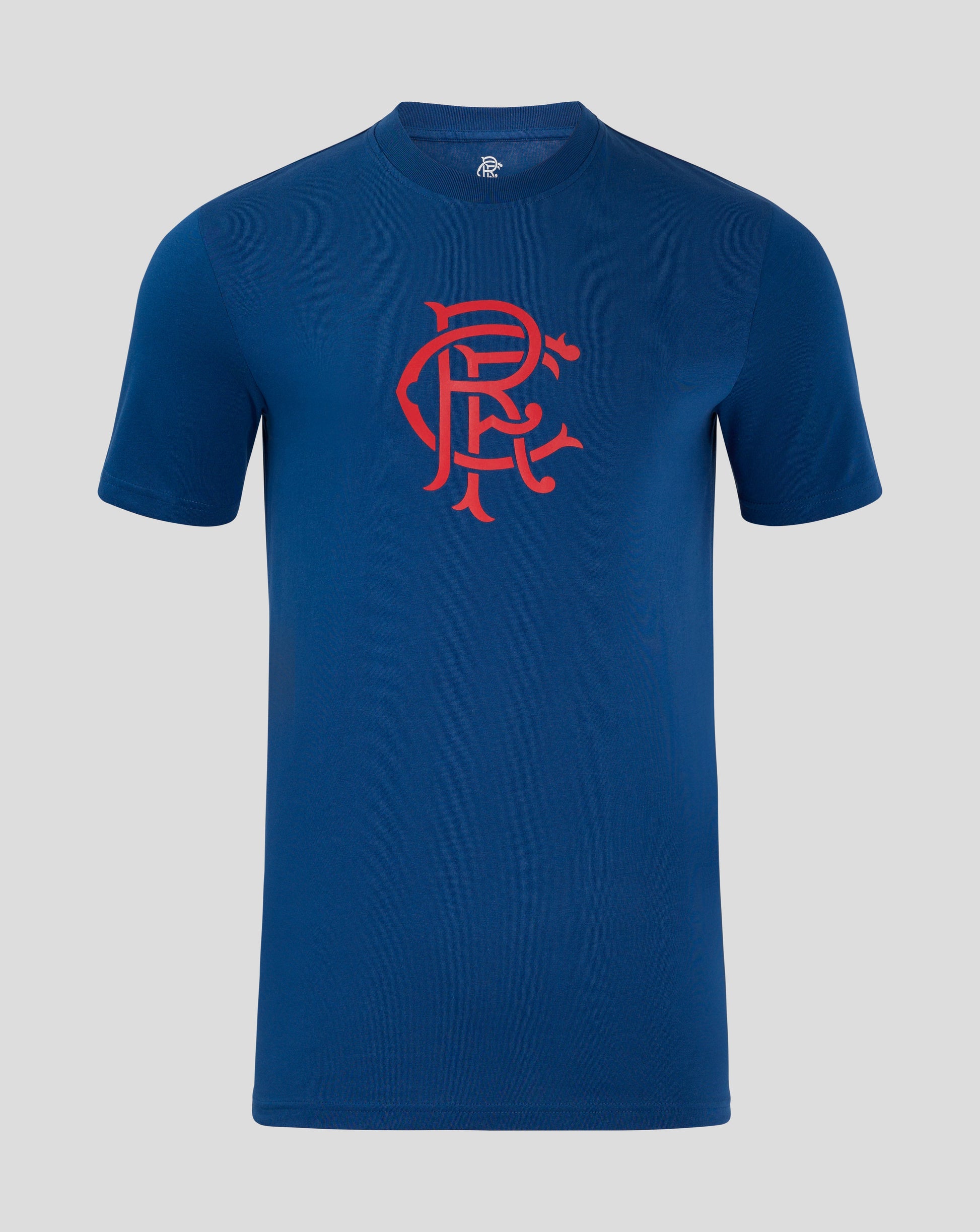 Navy Rangers Men's Core Crest T Shirt front view with bold red crest on chest.