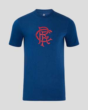 Navy Rangers Men's Core Crest T Shirt front view with bold red crest on chest.