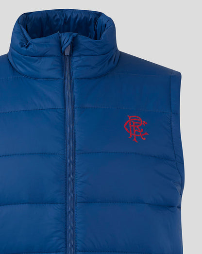 Navy Rangers FC Core sleeveless gilet with front zip and red club crest on the left chest.