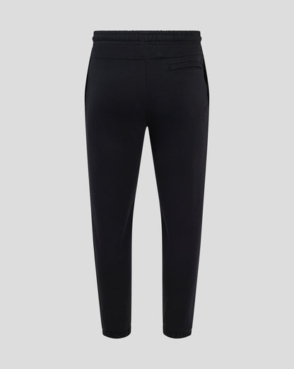 Back view of black Rangers joggers featuring a crest patch on the left lower leg near the ankle.