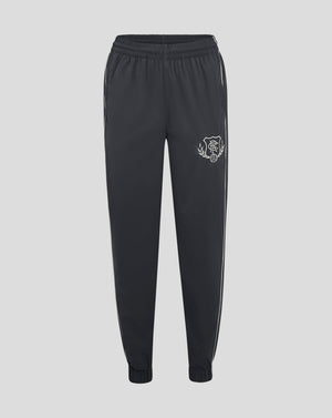 Navy Rangers FC track pants with elastic waistband and knotted drawcords, white side piping and left thigh crest.