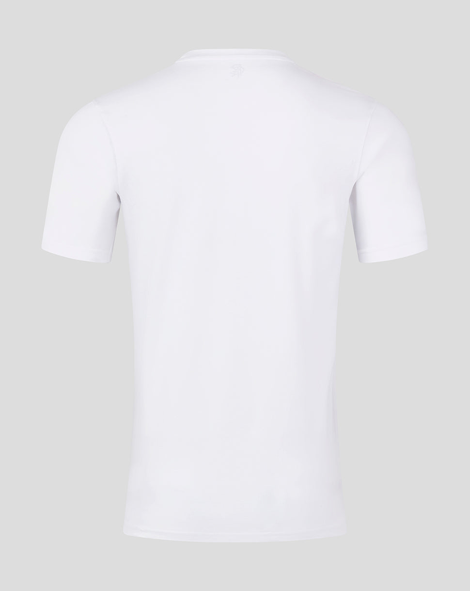 Back view of white Rangers Junior Core Crest Top