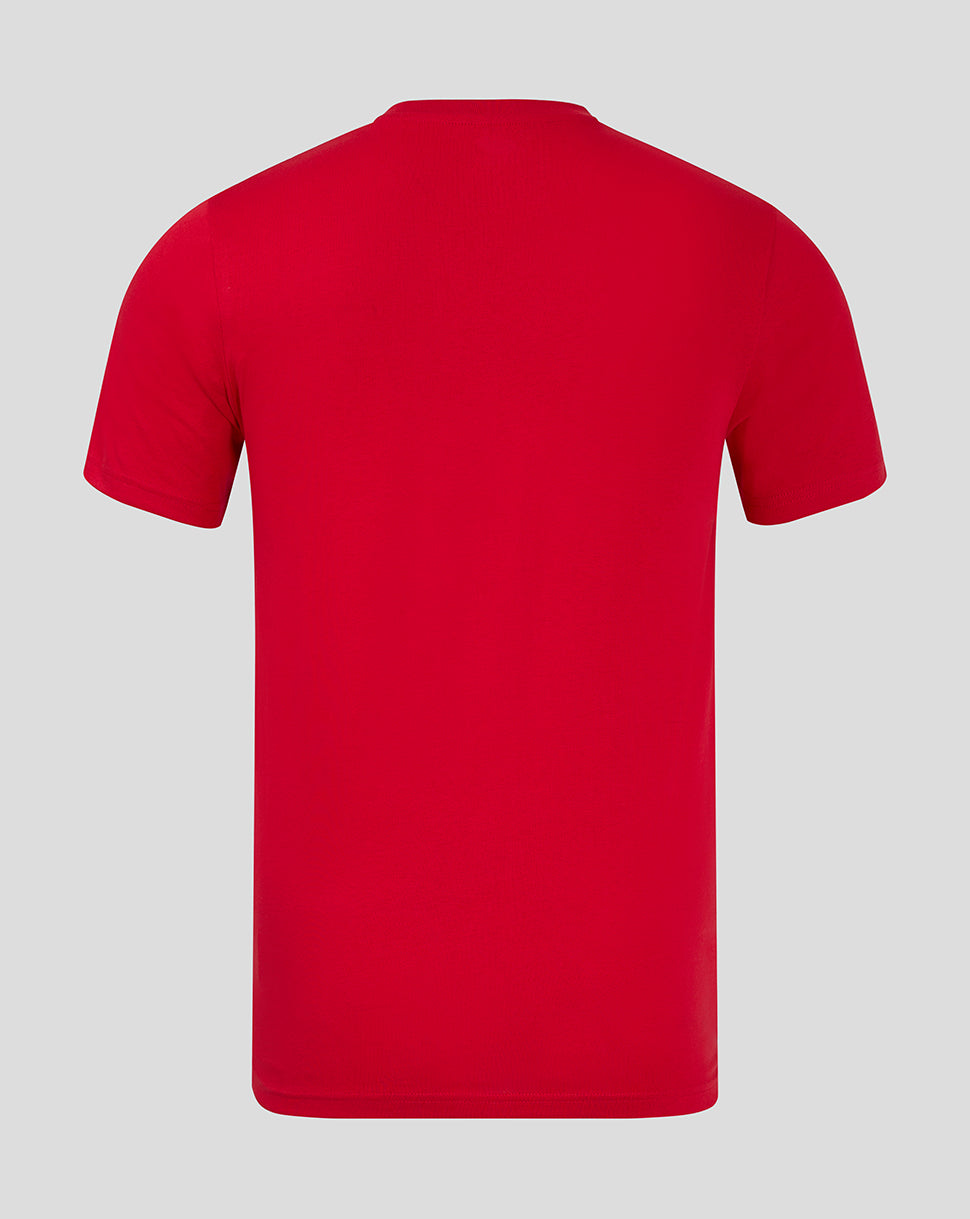 Back view of red Saracens Core Crest T-shirt with plain design and no visible logo