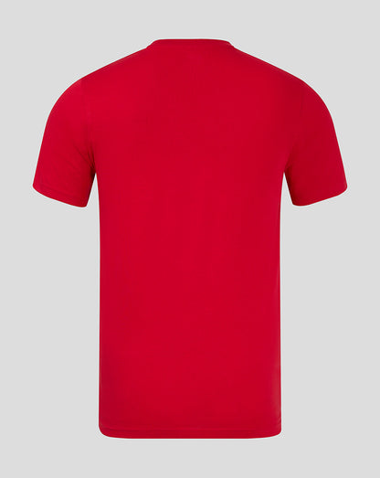 Back view of red Saracens Core Crest T-shirt with plain design and no visible logo