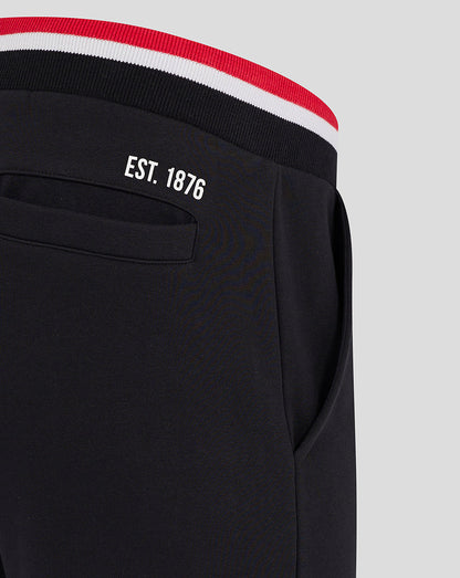 Back view of black Saracens Men’s Classic Joggers showing EST 1876 above the back pocket.