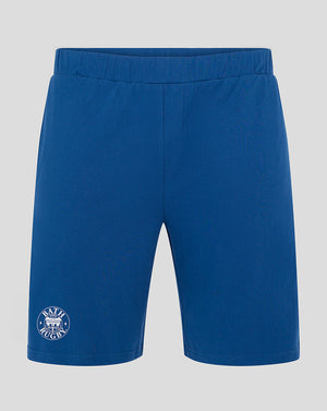 Blue Bath Rugby infant shorts with elastic waistband and crest on left leg
