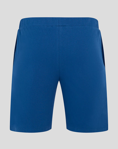 Back view of Bath Rugby Infant Short Pyjama shorts in solid blue with an elastic waistband