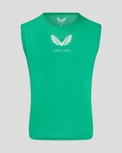 Green unisex training bib with scoop neckline and white Castore logo on the chest