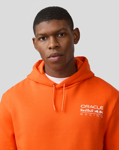 Orange hoodie chest features white Oracle Red Bull Racing logo on the left side.