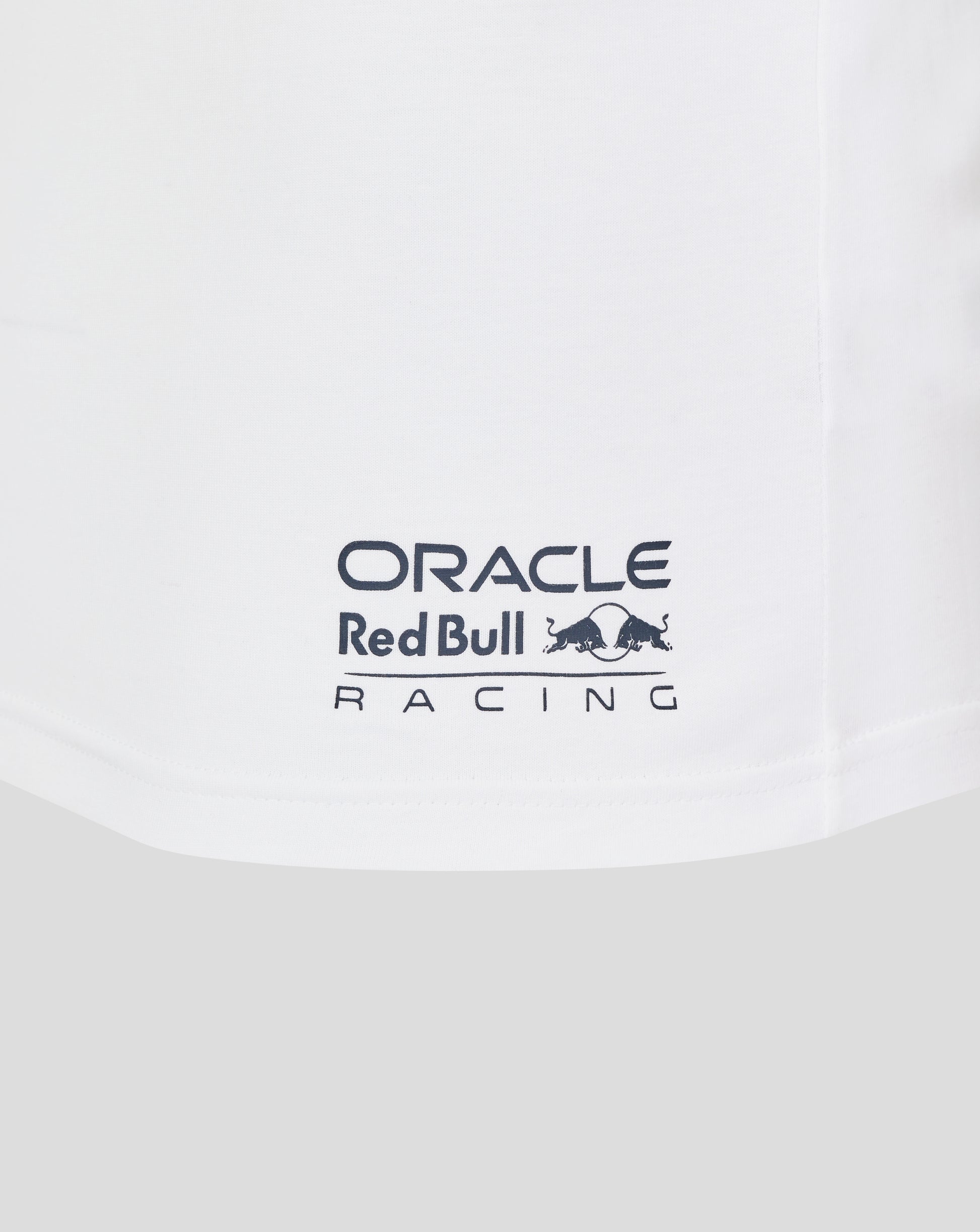 White T shirt with Oracle Red Bull Racing graphic logo on the front.