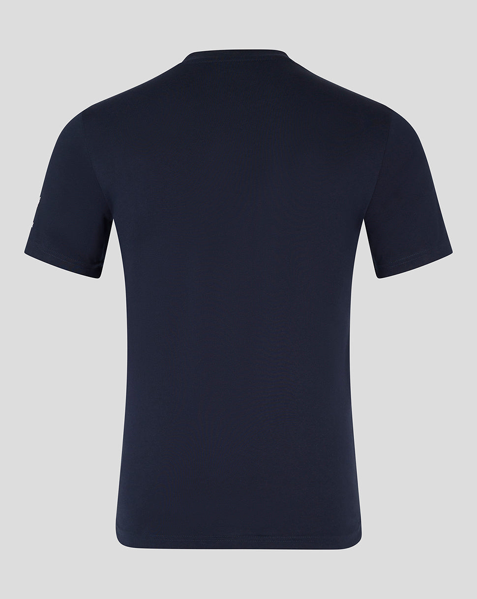 Back view of the Night Sky navy Oracle Red Bull Racing unisex T shirt with no graphic on the back.