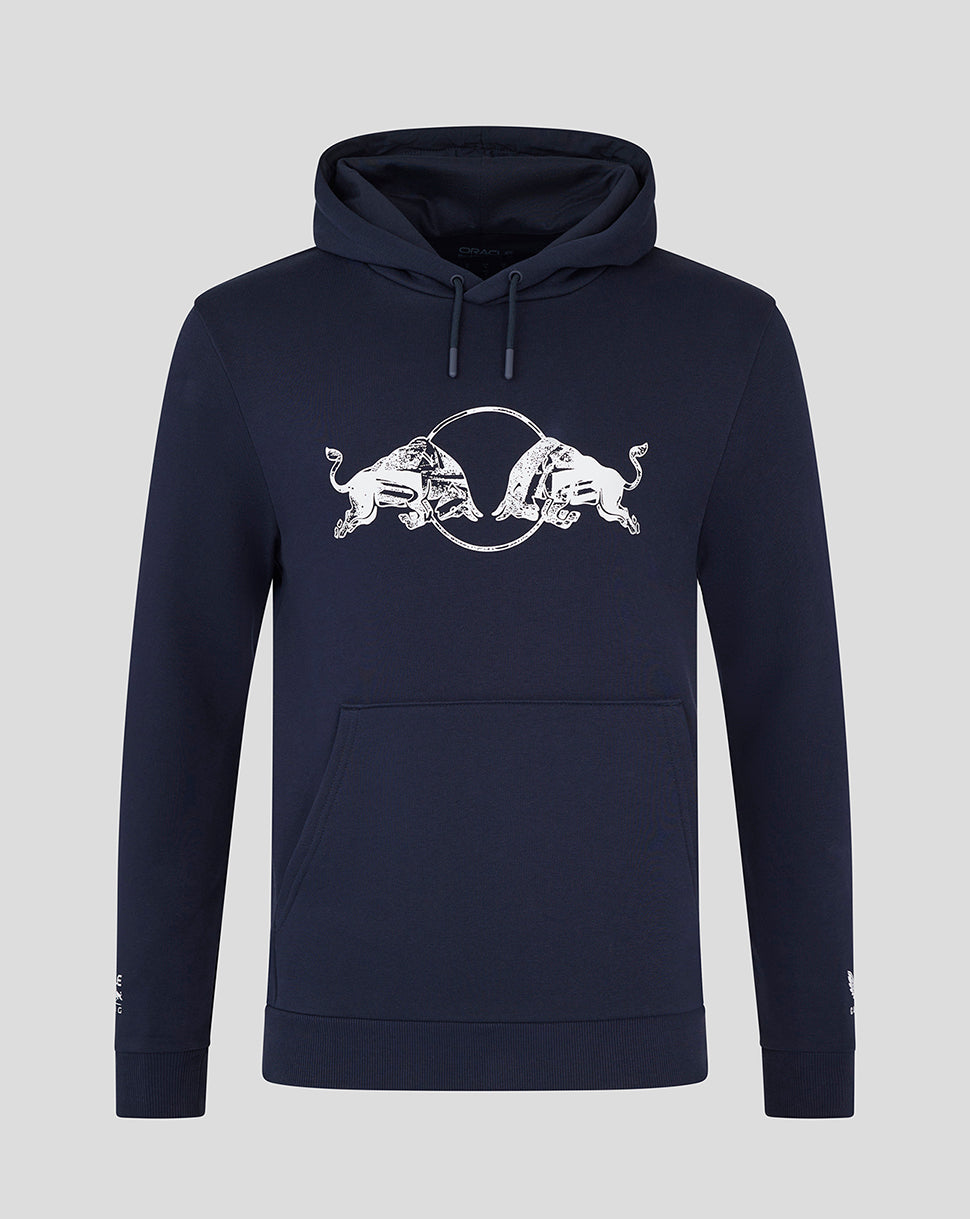 Navy Night Sky Oracle Red Bull Racing unisex graphic bull hoodie with white logo on chest