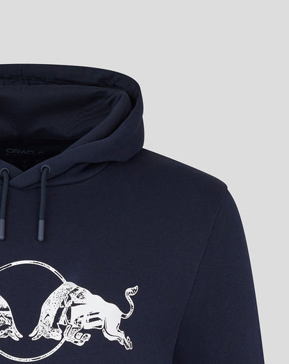 Navy hoodie sleeve cuff featuring white Castore logo with wing emblem