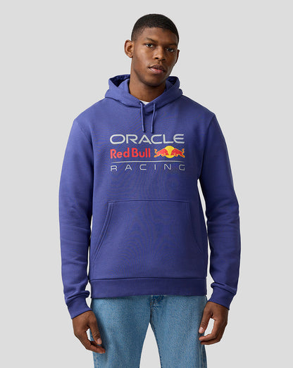 Unisex Skipper Blue Oracle Red Bull Racing hoodie with large front logo and kangaroo pocket