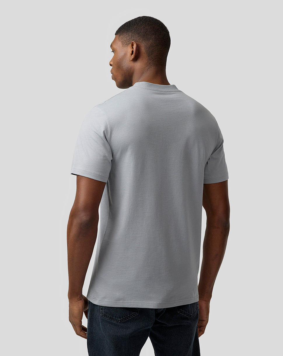 Back view of a light gray Oracle Red Bull Racing Core T-shirt on a male model