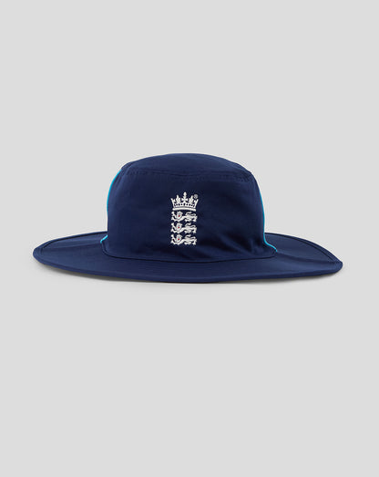 Navy wide brim reversible England ODI hat with Three Lions crest and turquoise piping along the side