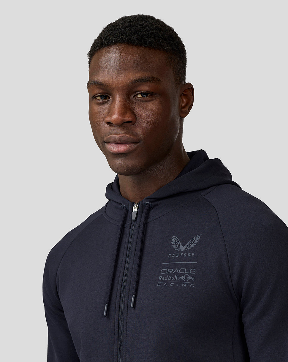 Front view of Night Sky hoodie showing chest branding and hooded design