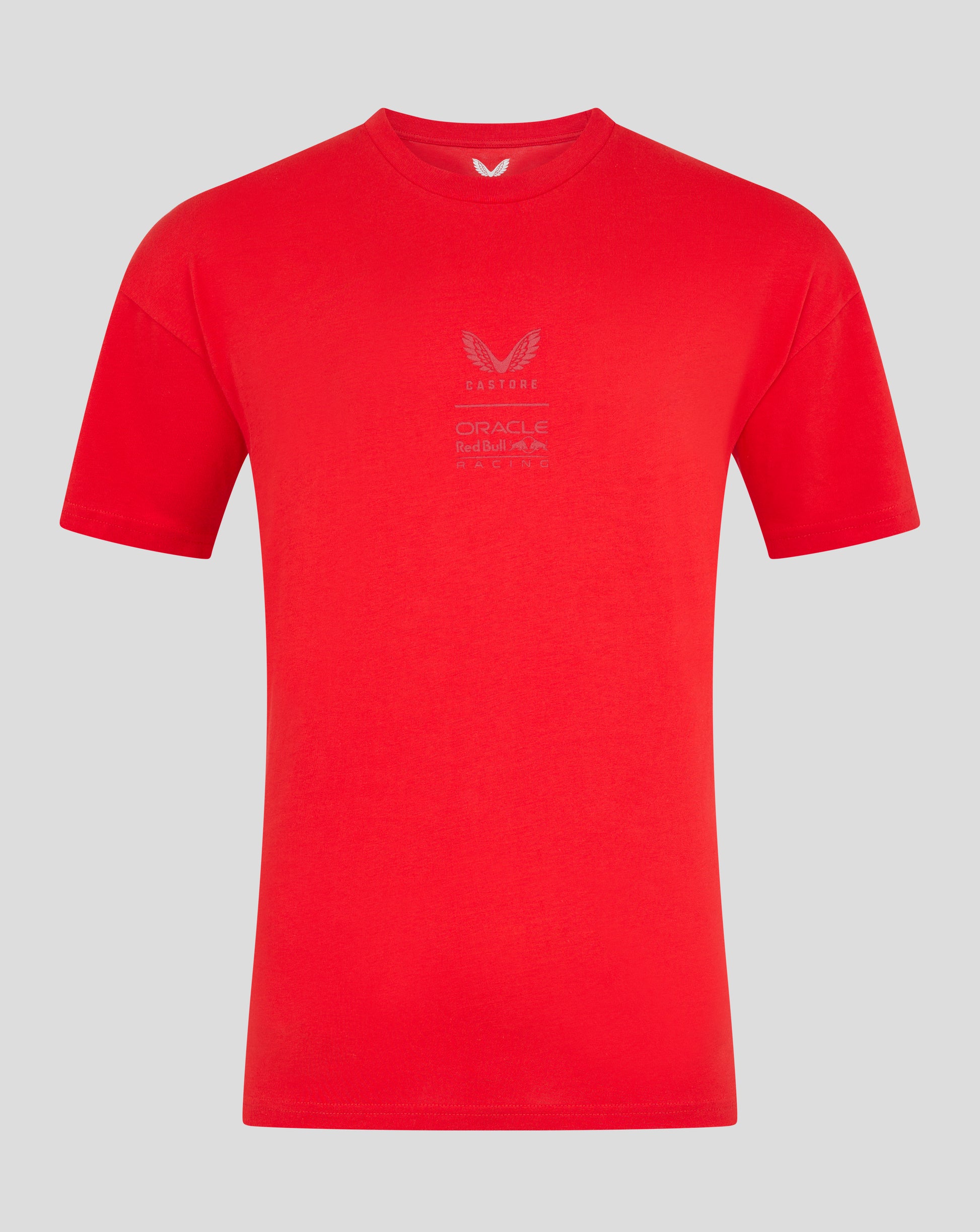 Oracle Red Bull Racing oversized unisex T shirt in flame scarlet with centered chest graphic