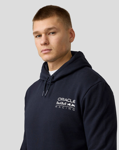 Front view of navy night sky hoodie with small white Oracle Red Bull Racing crest on the chest.