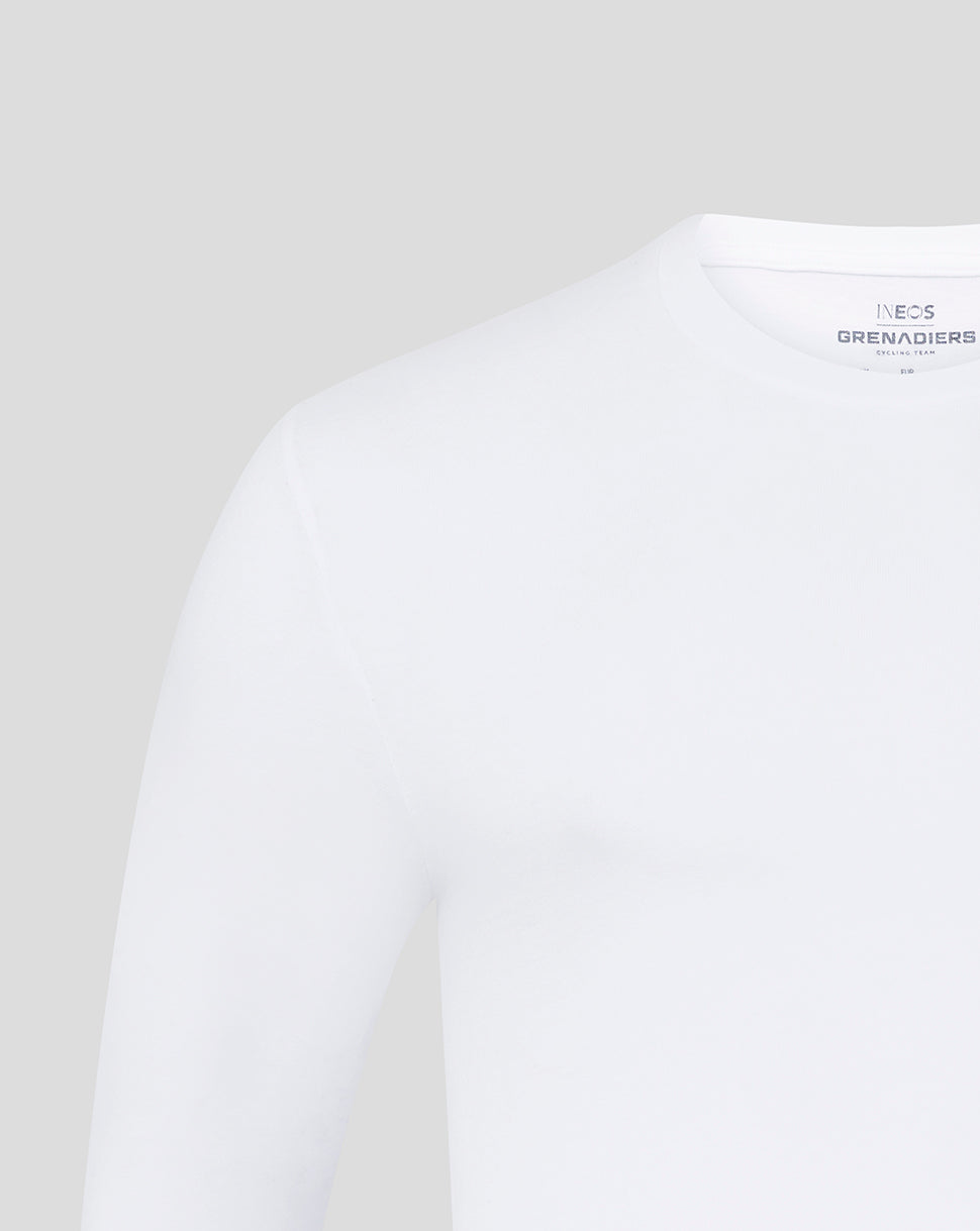 White INEOS Grenadiers long sleeve shirt with small chest logo on the left side