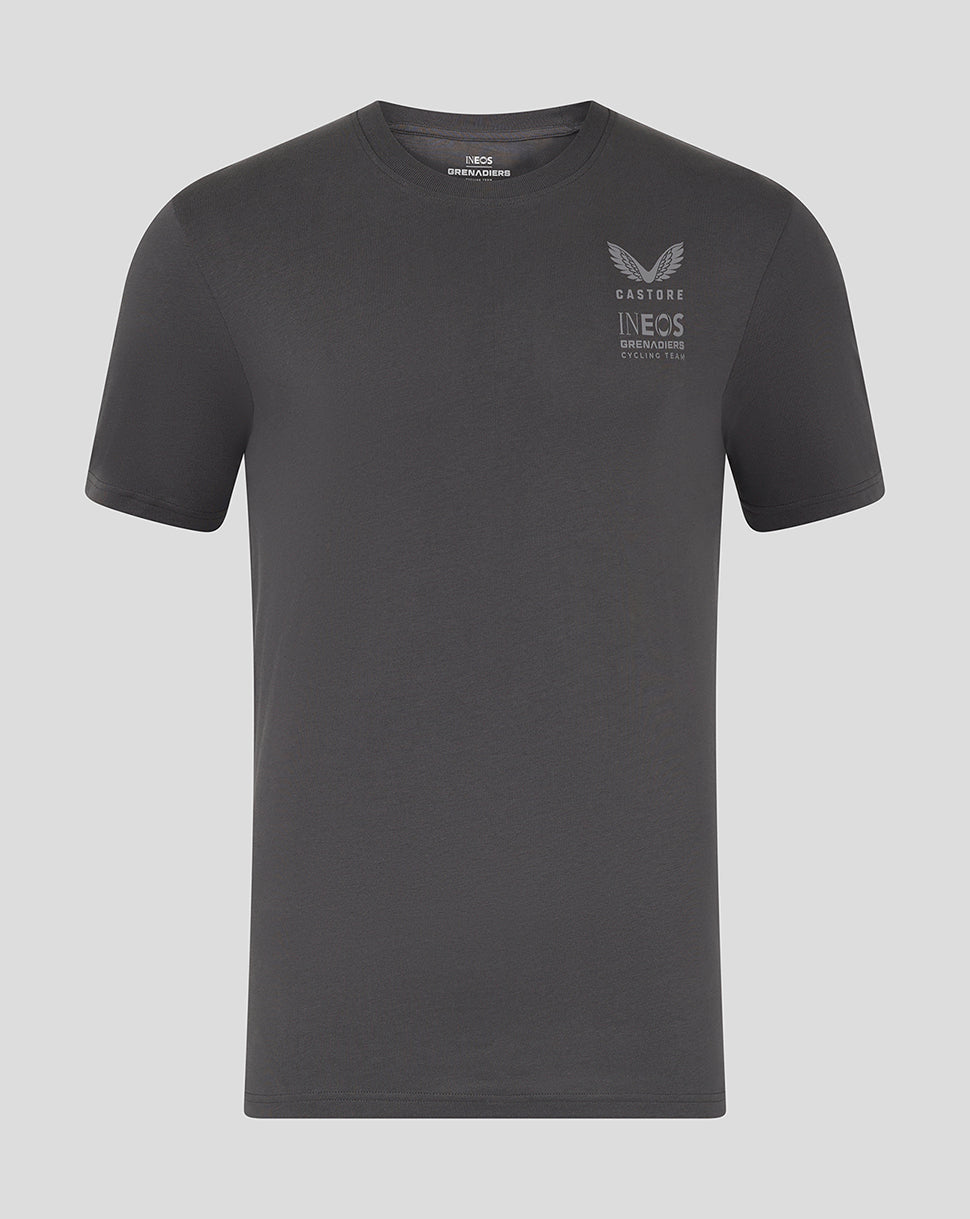 Grey Ineos Grenadiers unisex T shirt with front logo and subtle back graphic