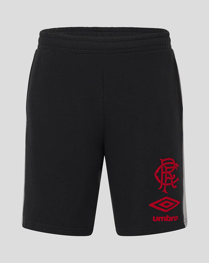 Black Rangers adult travel shorts with red crest and Umbro logo on the leg.