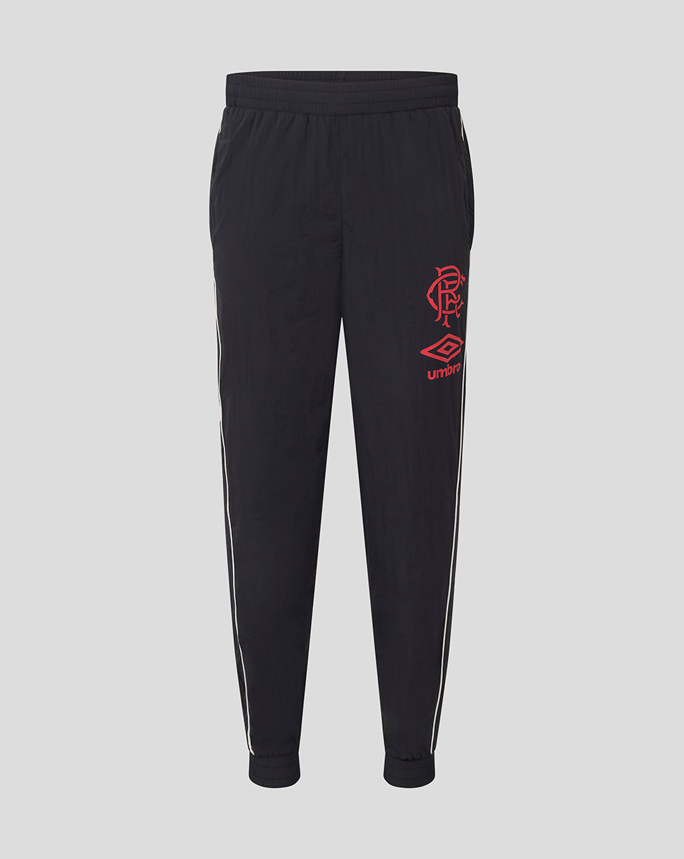 Rangers Travel Pant in black with elastic waistband two concealed zipped pockets and reflective crest logo
