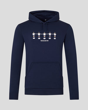 Navy hoodie with five foosball players graphic and Preston North End text on the chest.
