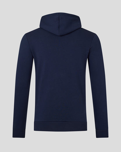 Navy Preston Junior Table Football Hoodie back view with hood