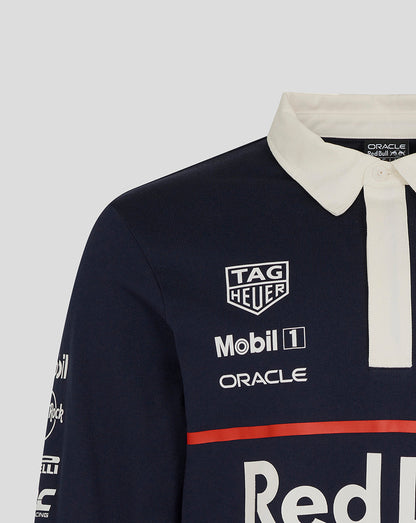Oracle Red Bull Racing heritage long sleeve polo in night sky navy with white collar and chest logos