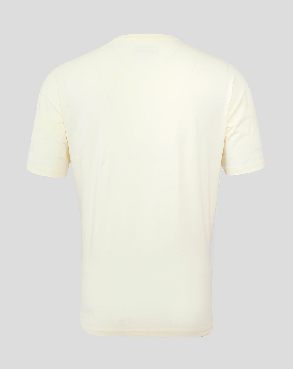 Back view of Egret Heritage Script T-Shirt from Oracle Red Bull Racing in relaxed oversized fit