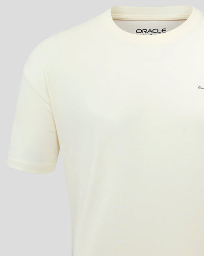 White oversized Oracle Red Bull Racing Heritage Script T Shirt with discreet front logo