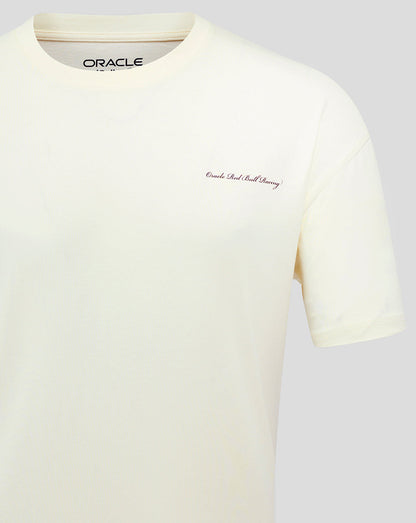 White Oracle Red Bull Racing Heritage Script T Shirt with small chest logo