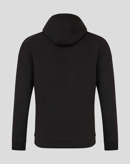 Back view of black Bath Rugby travel overhead hoodie