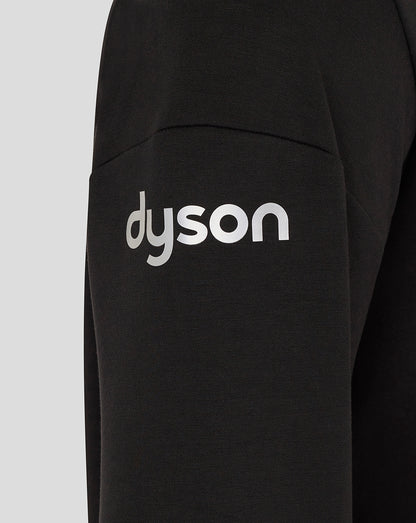 Black overhead hoodie sleeve with a white Dyson logo on the upper arm.
