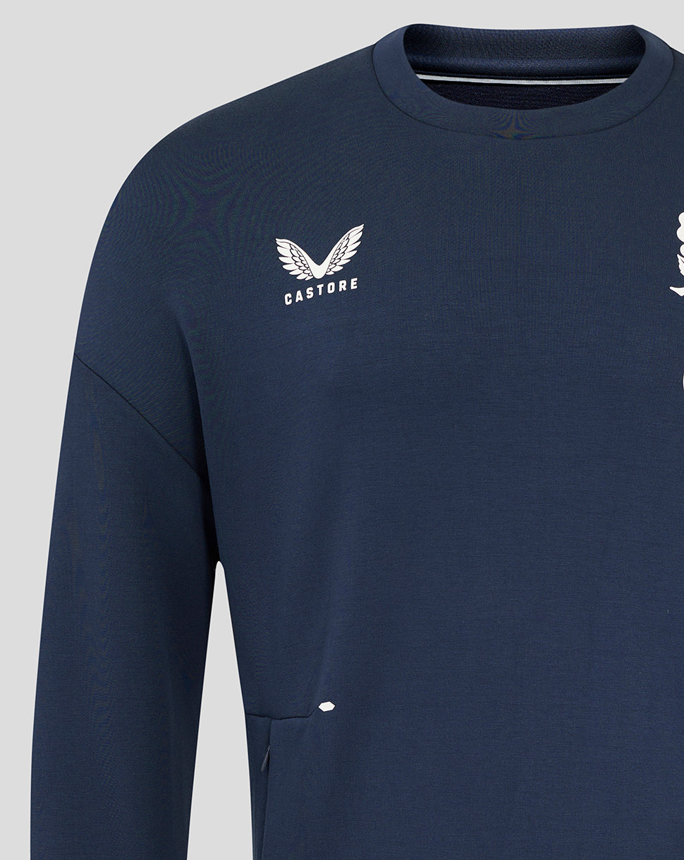 Navy England Rugby Travel Crew Sweatshirt with white Castore logo on the chest