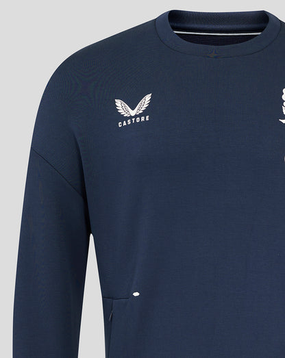 Navy England Rugby Travel Crew Sweatshirt with white Castore logo on the chest