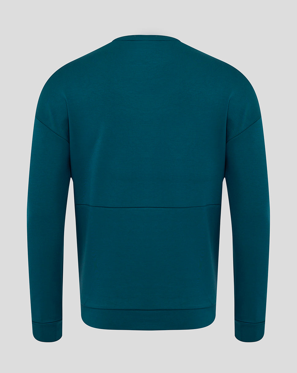 Back view of Reflecting Pond teal Travel Crew Sweatshirt