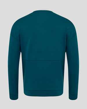 Back view of Reflecting Pond teal Travel Crew Sweatshirt