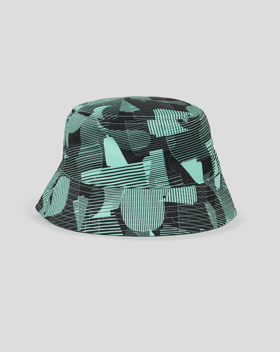 England cricket Ashes training reversible bucket hat in dark teal and black geometric pattern with crest