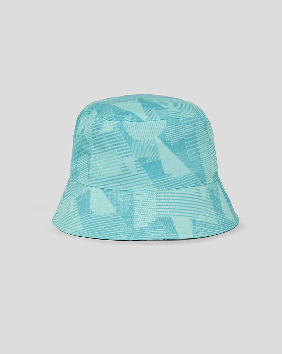 Aqua blue geometric reversible bucket hat for England Cricket 25/26 Ashes training.