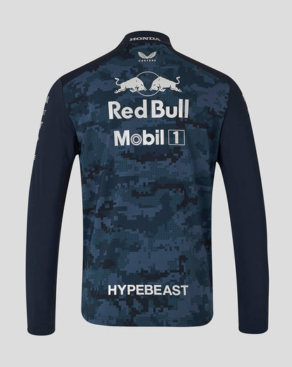 Back view of the Night Sky digital camo team kit with large Red Bull Mobil 1 logo and HYPEBEAST branding.